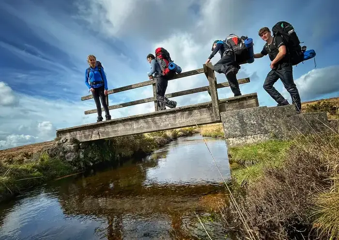 Group of students hiking