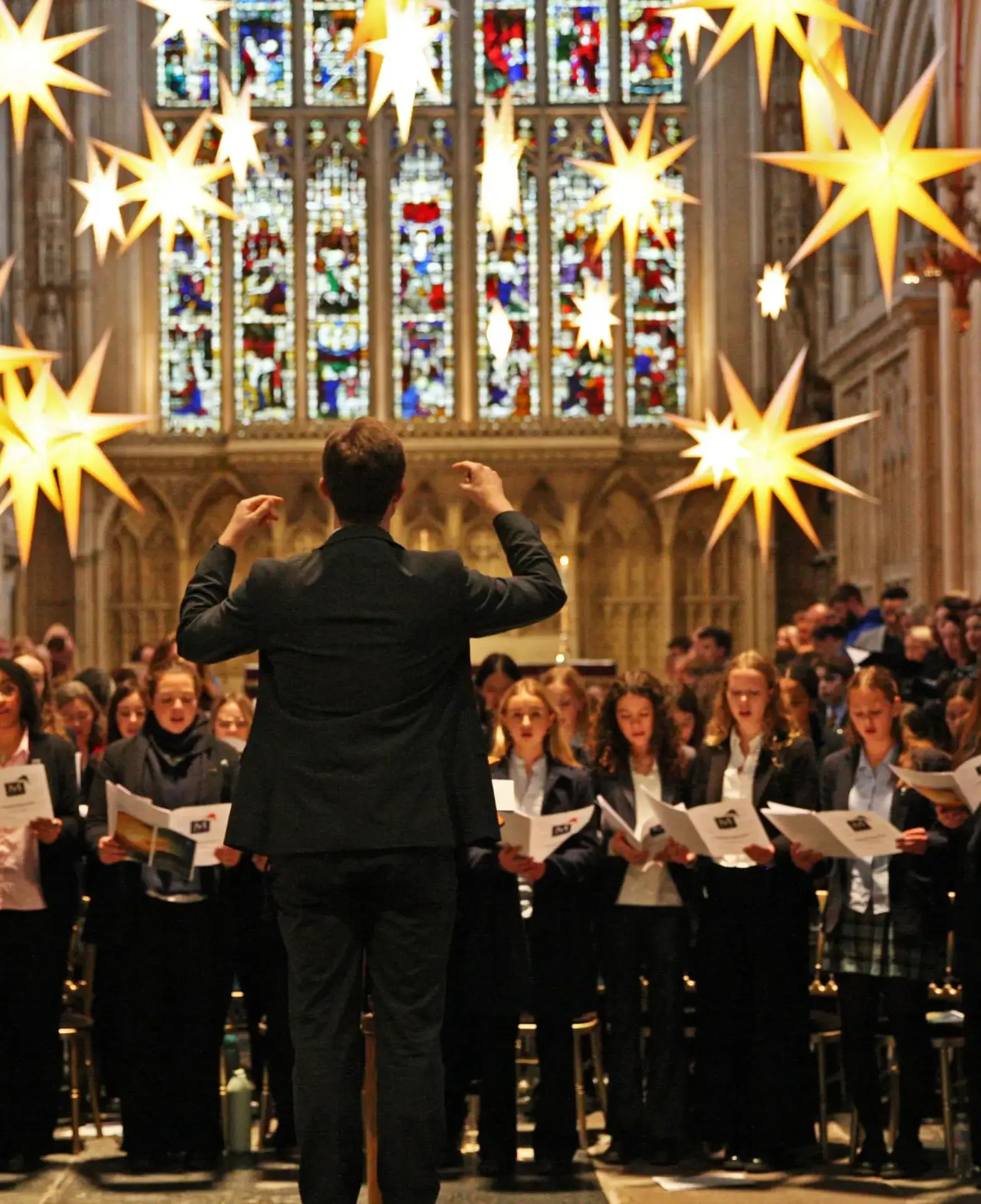 pupils singing in Bath Abbey