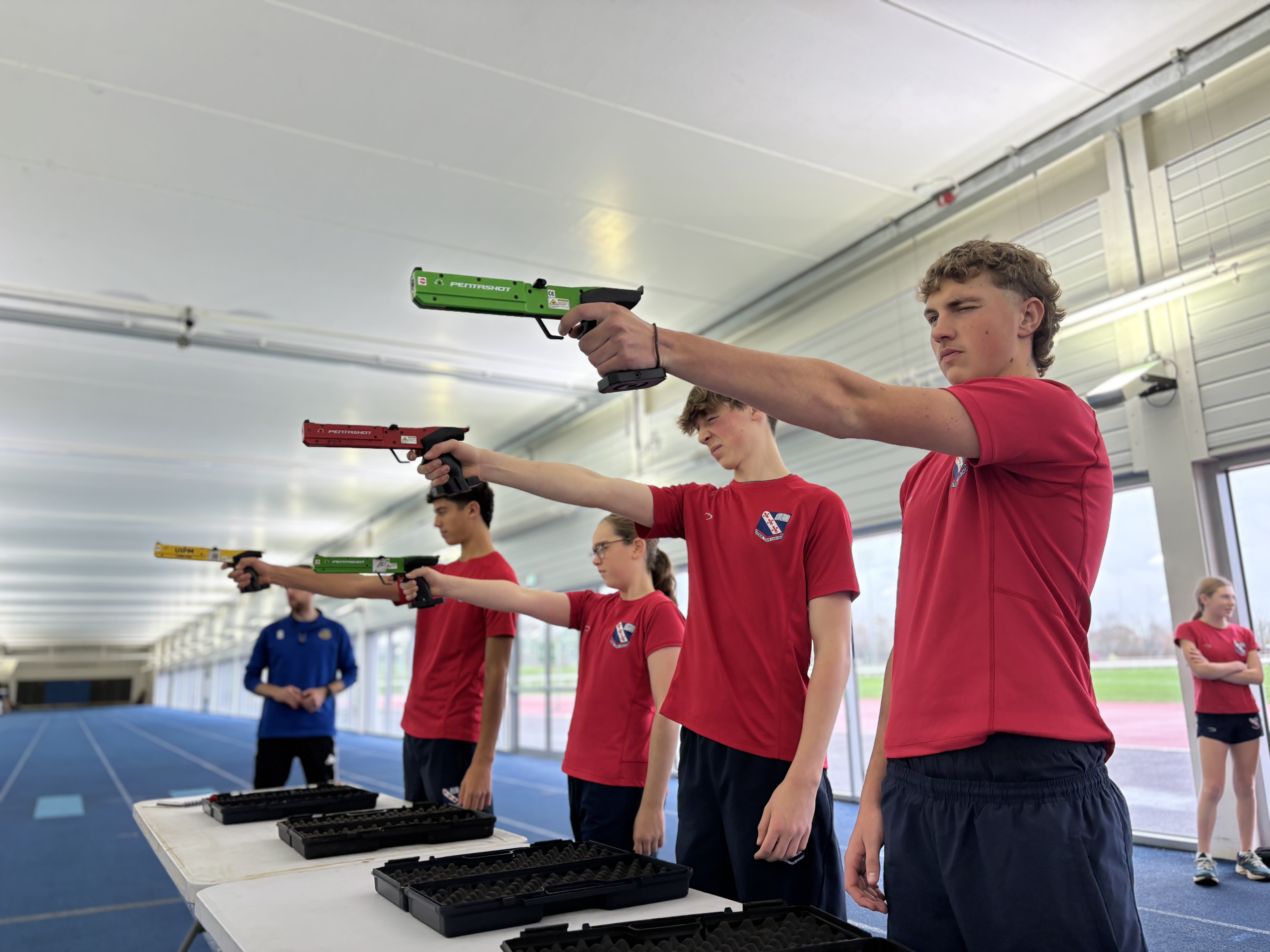 group of pupils laser shooting