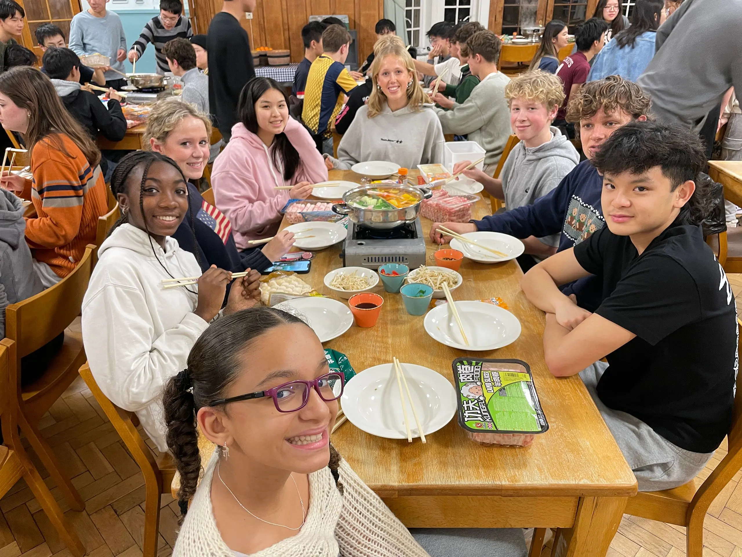 Group of pupils sharing a meal