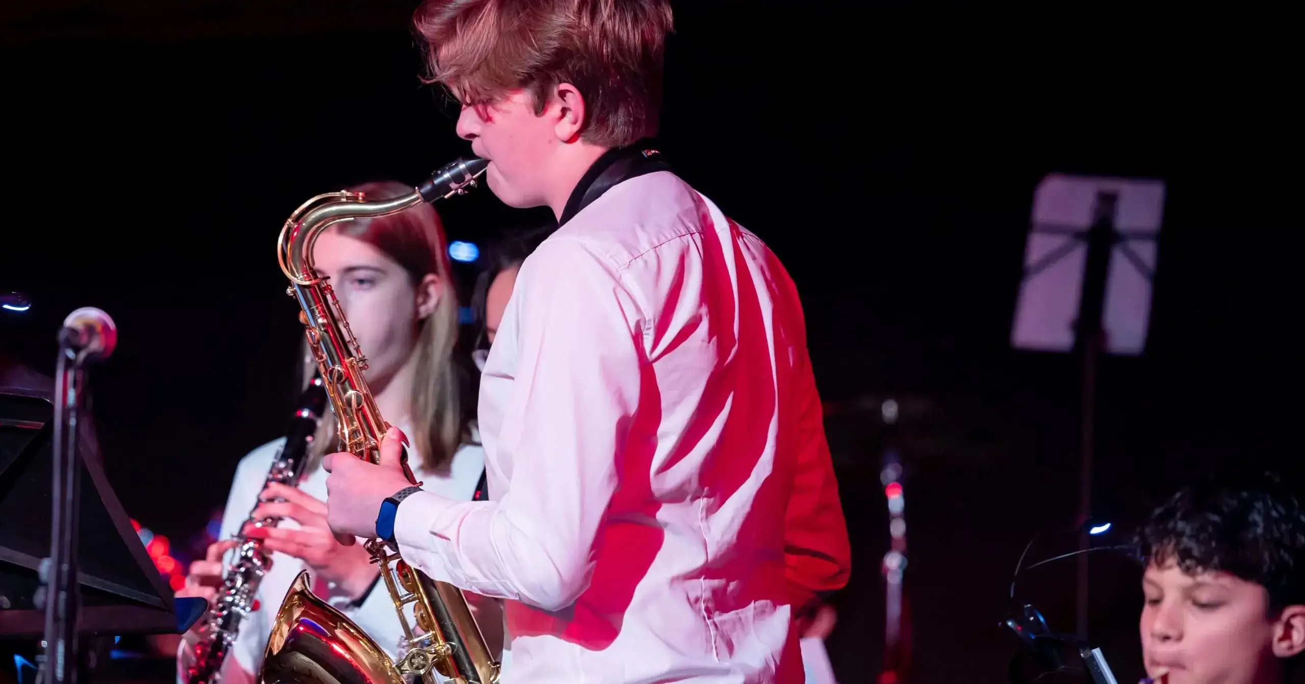 Students playing instruments