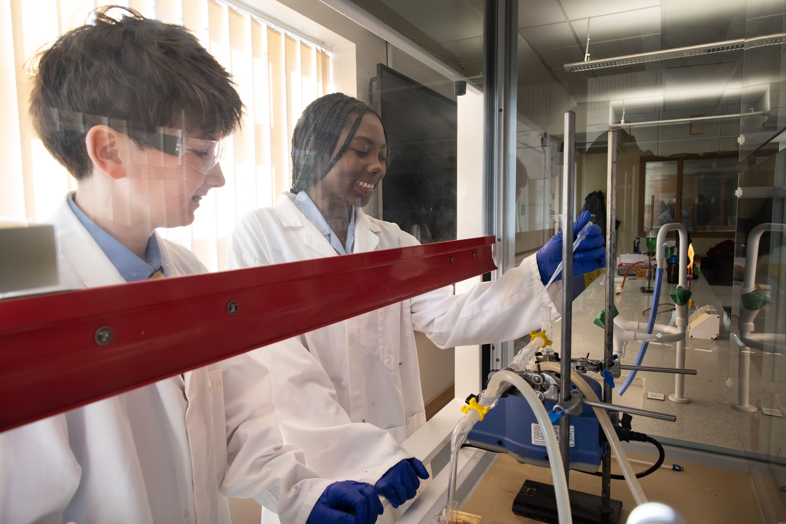boy and girl in science room
