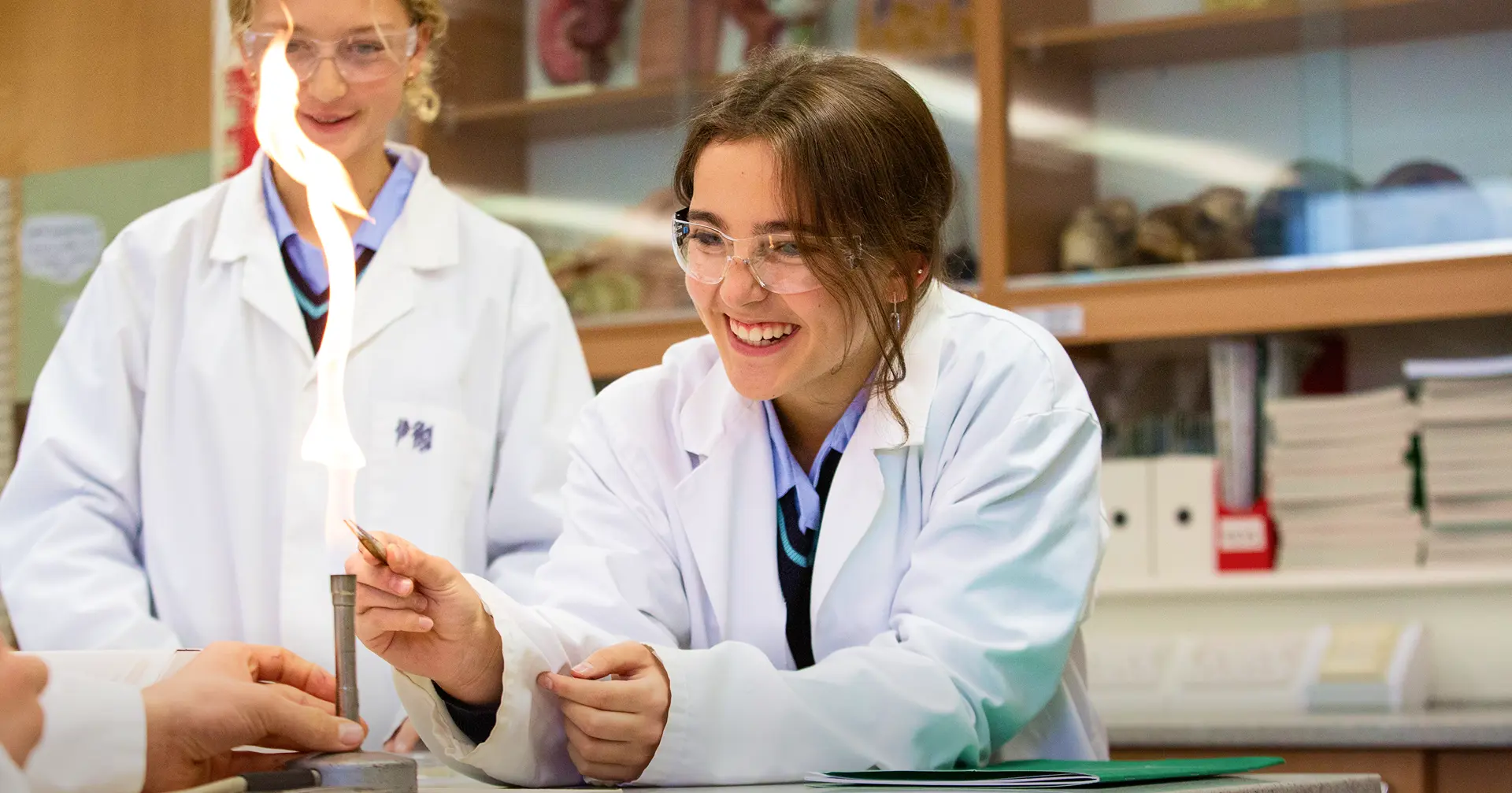 lab students working