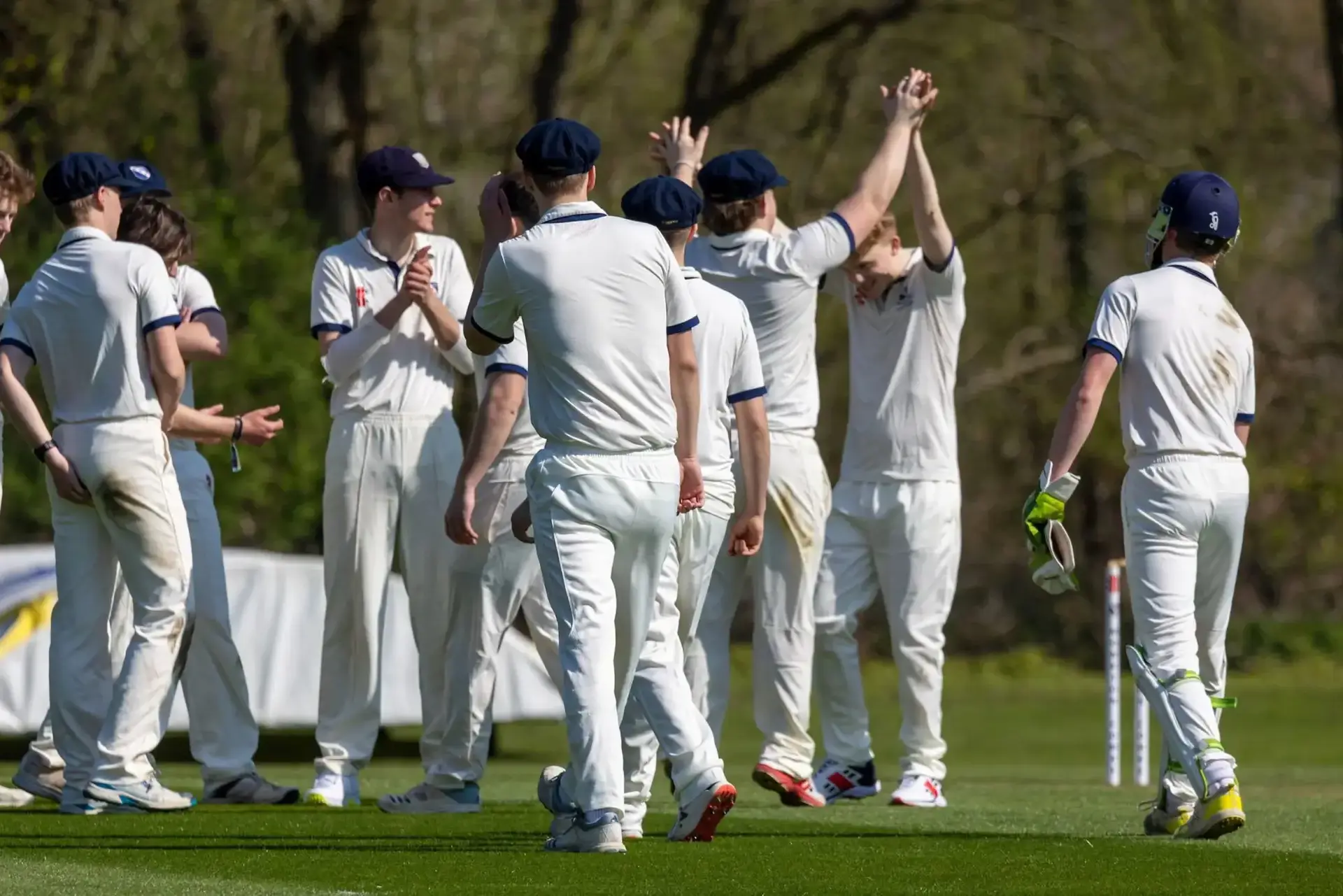 Cricket team celebrating after a match